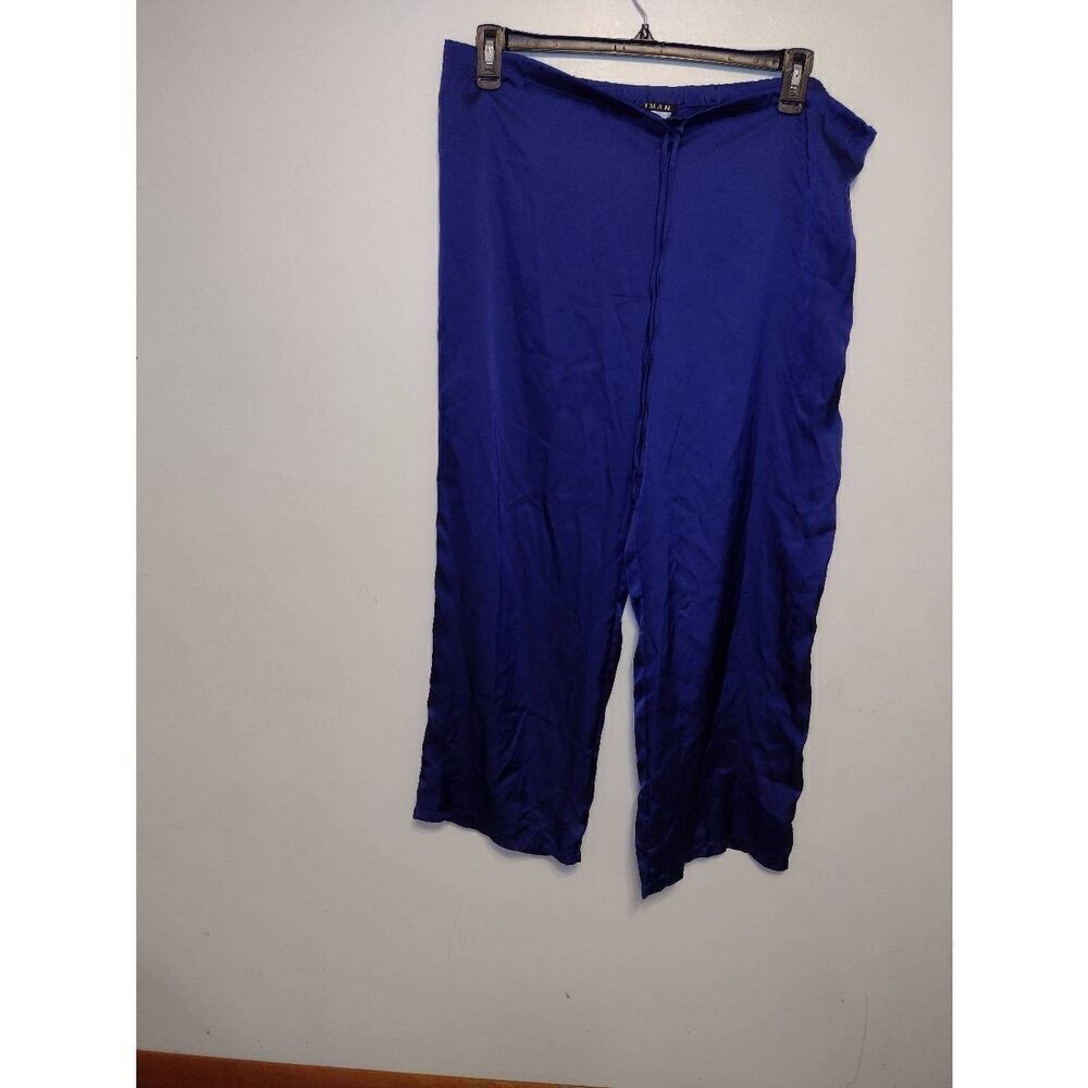 IMAN Size L Blue Polyester Drawstring Pants